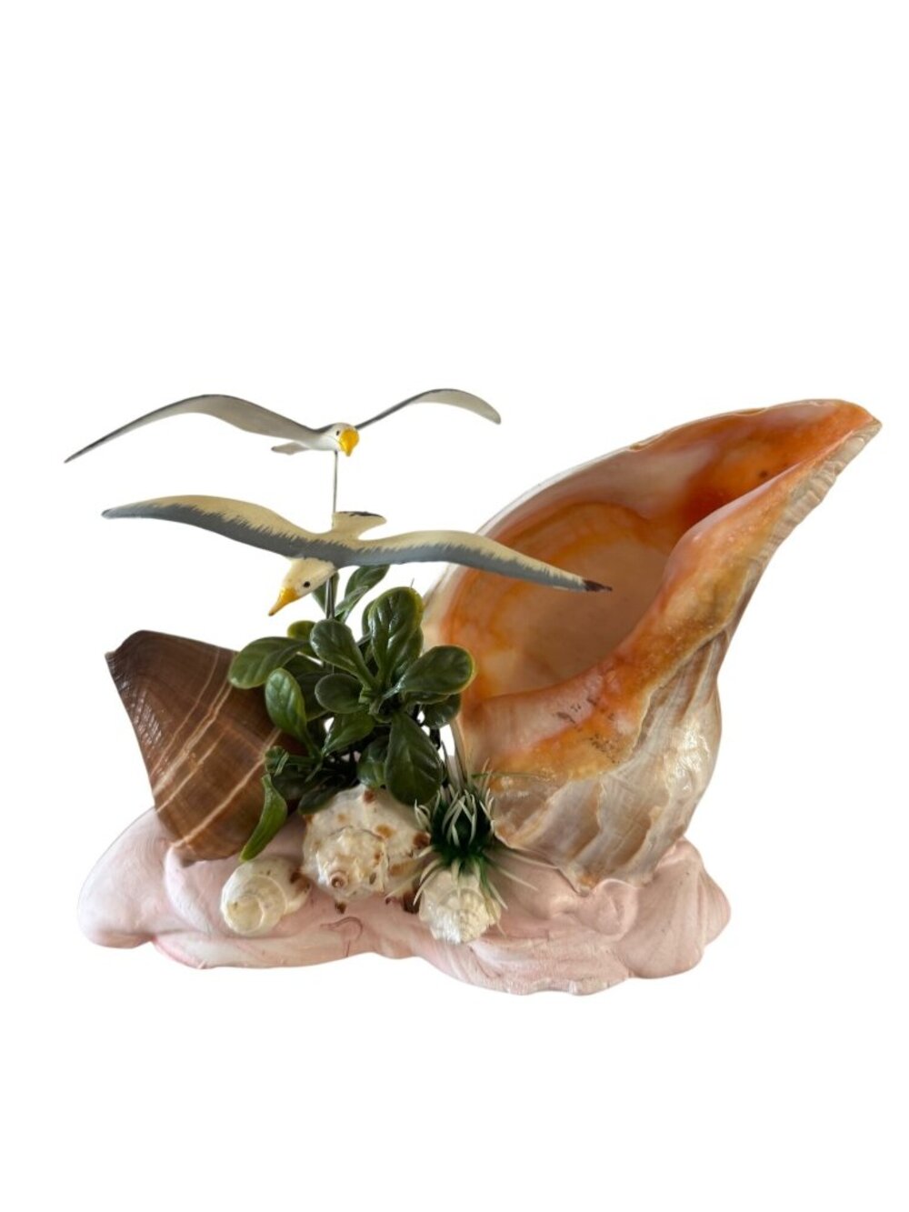 Decorative Seagull & Shell Coastal Home Decor Centerpiece Ocean Theme Figurine